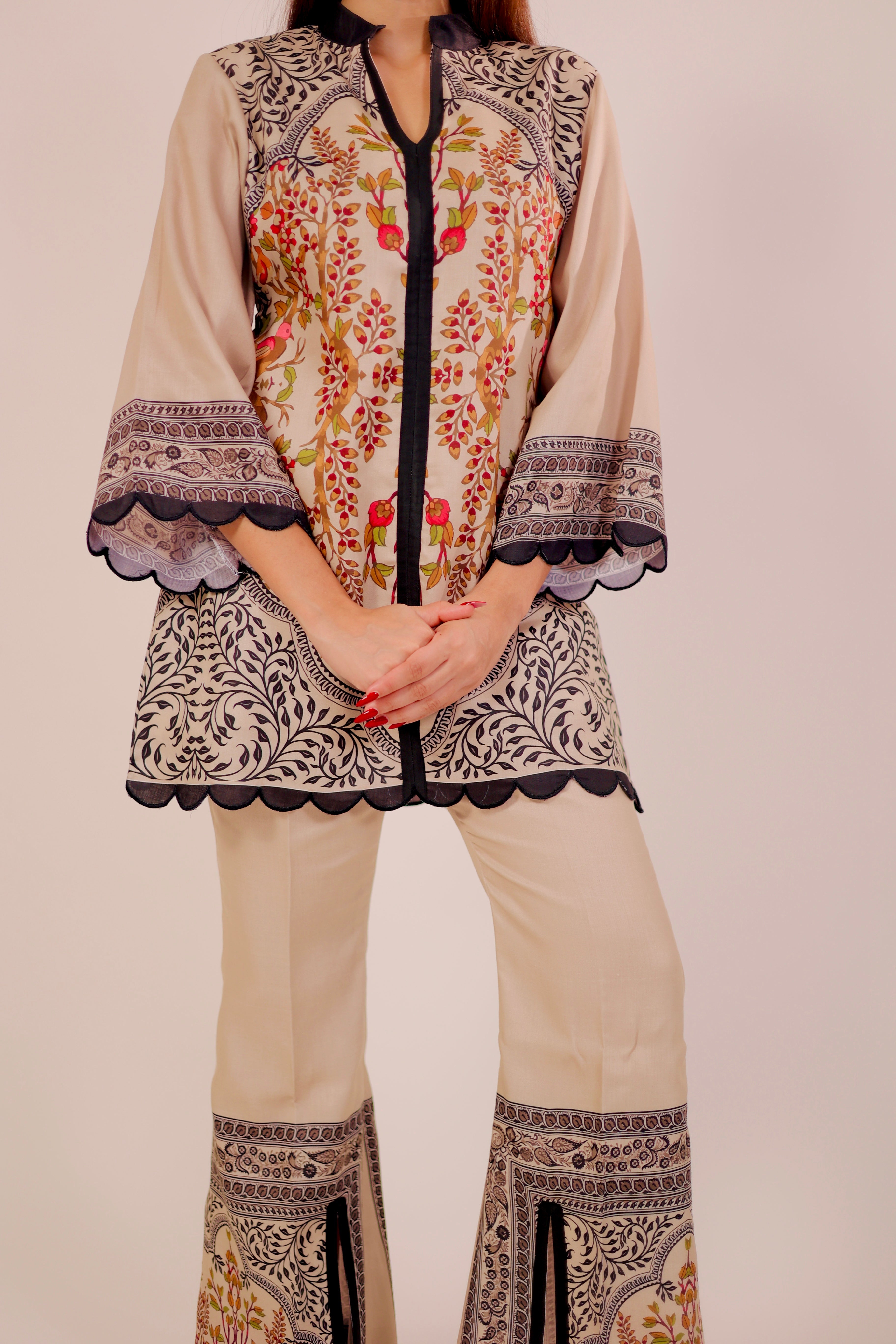 Timeless Beige & Black Kurta Set