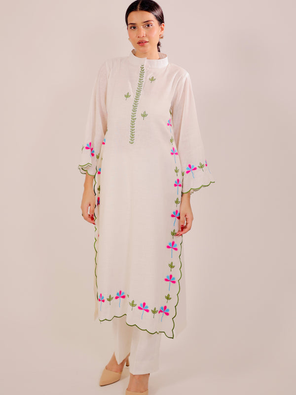 White Harmony Embroidered Kurta Set