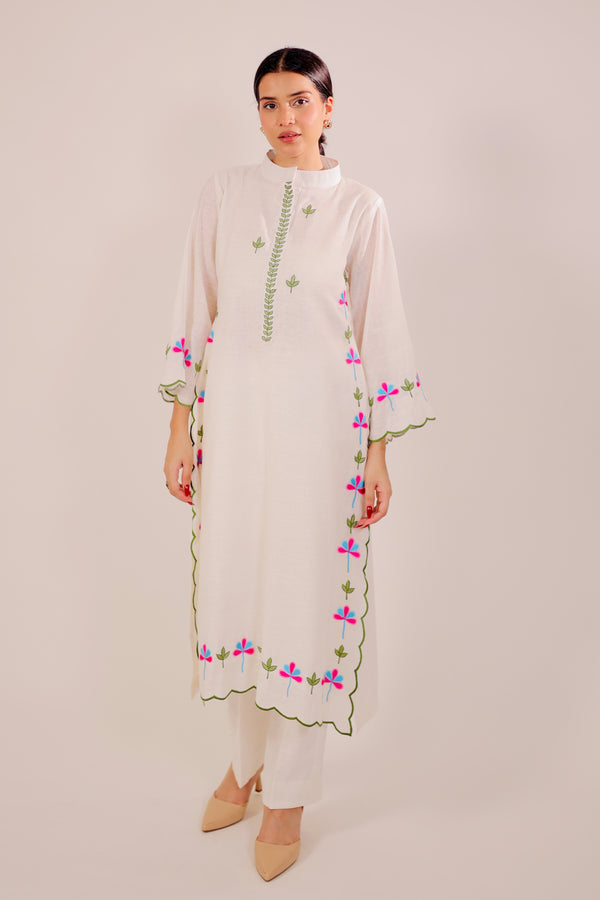 White Harmony Embroidered Kurta Set