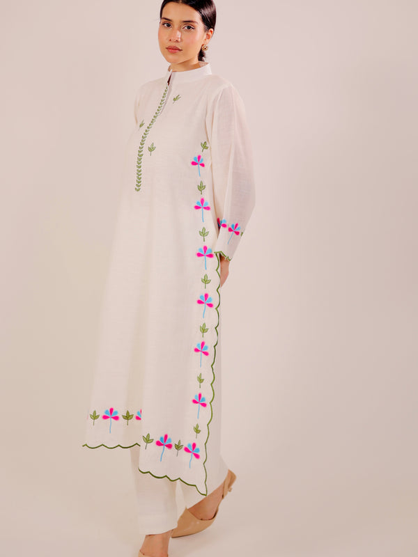 White Harmony Embroidered Kurta Set