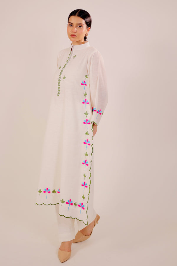 White Harmony Embroidered Kurta Set
