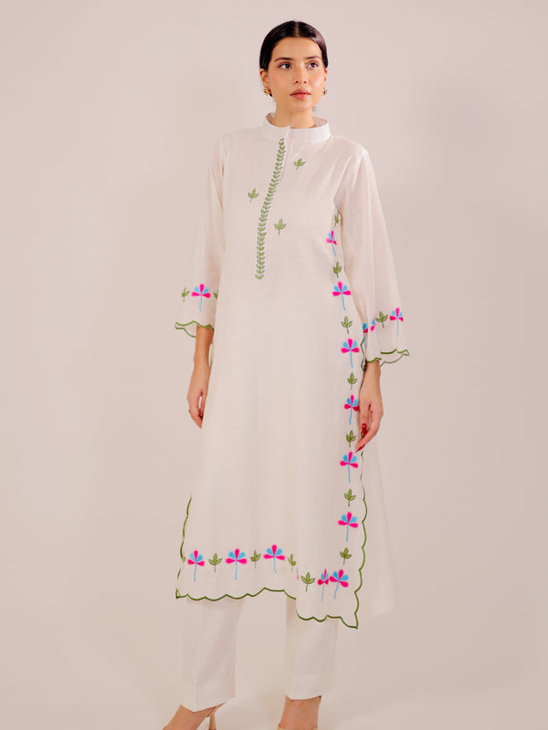 White Harmony Embroidered Kurta Set