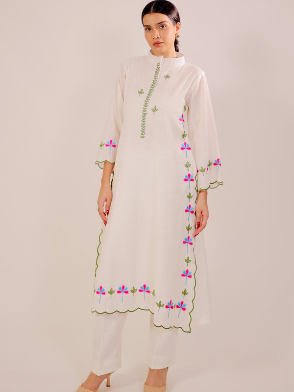 White Harmony Embroidered Kurta Set