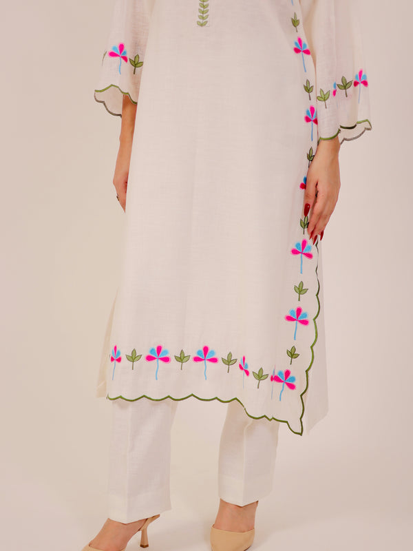 White Harmony Embroidered Kurta Set