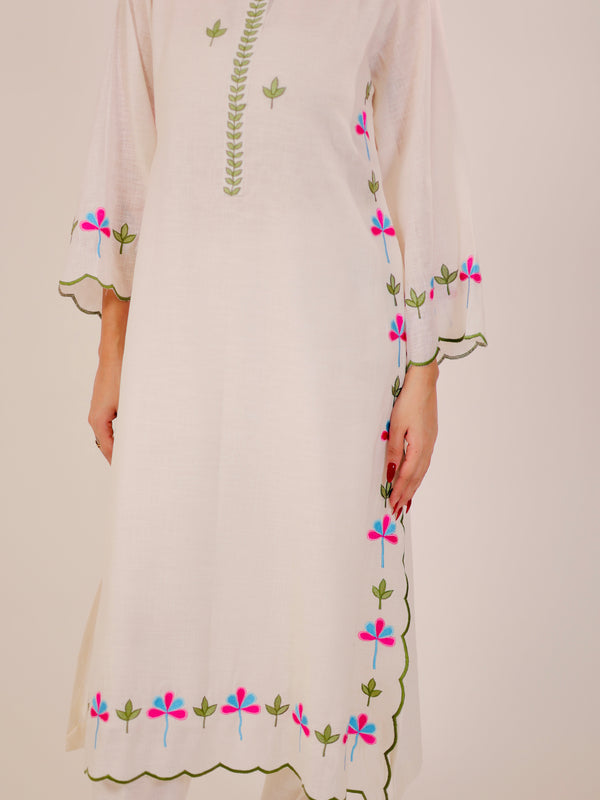 White Harmony Embroidered Kurta Set