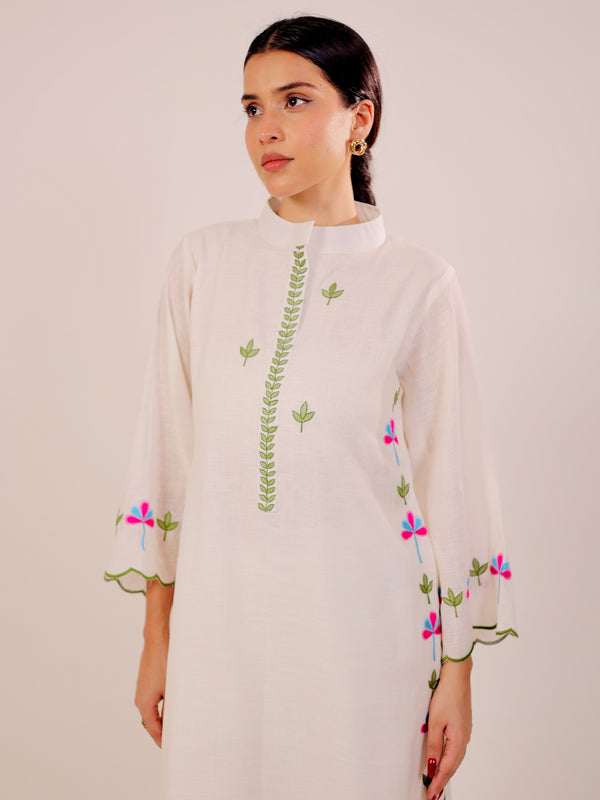 White Harmony Embroidered Kurta Set