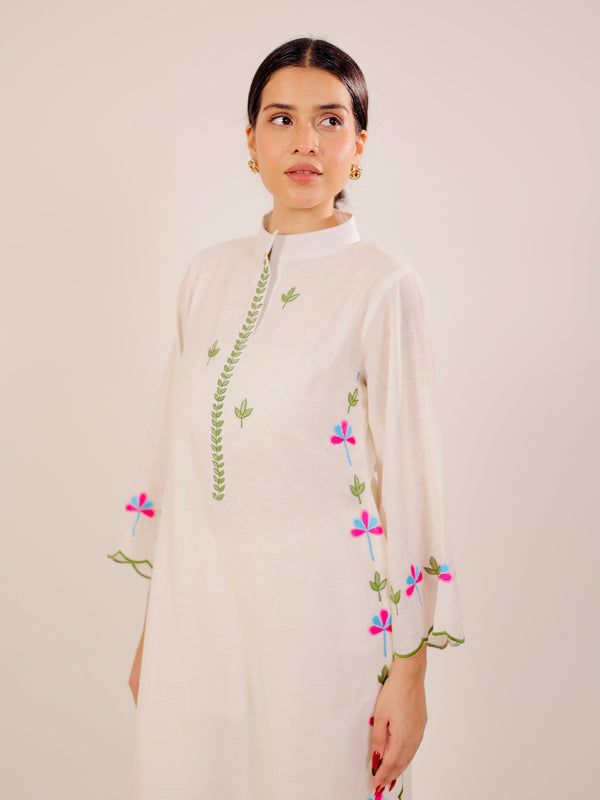 White Harmony Embroidered Kurta Set