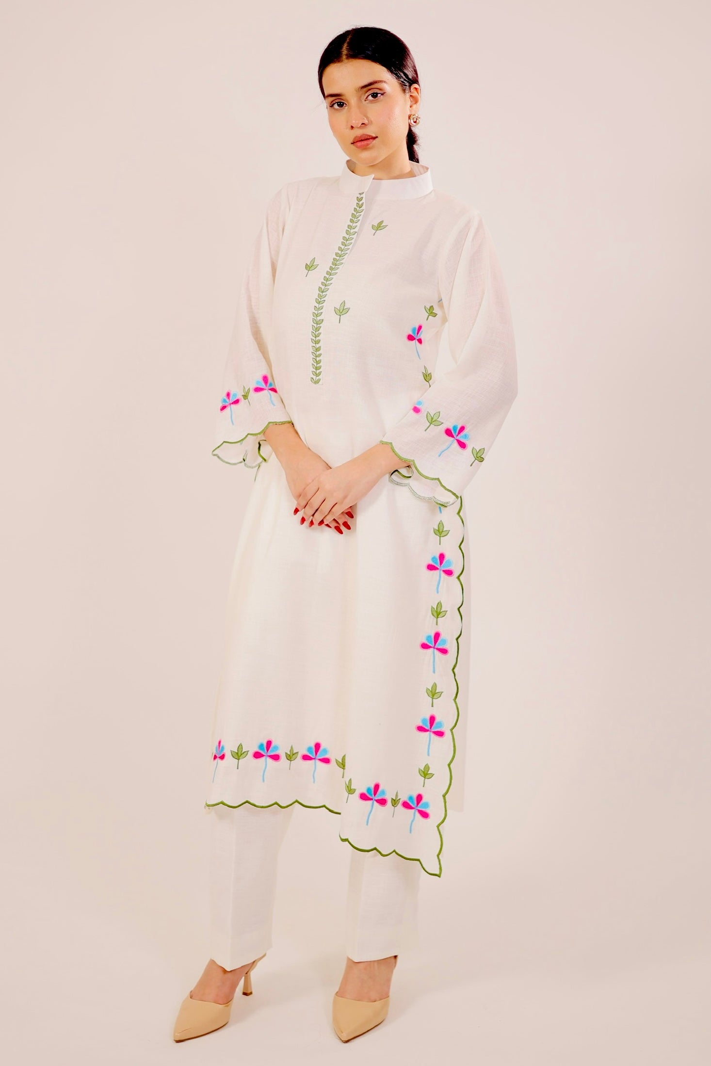 White Harmony Embroidered Kurta Set