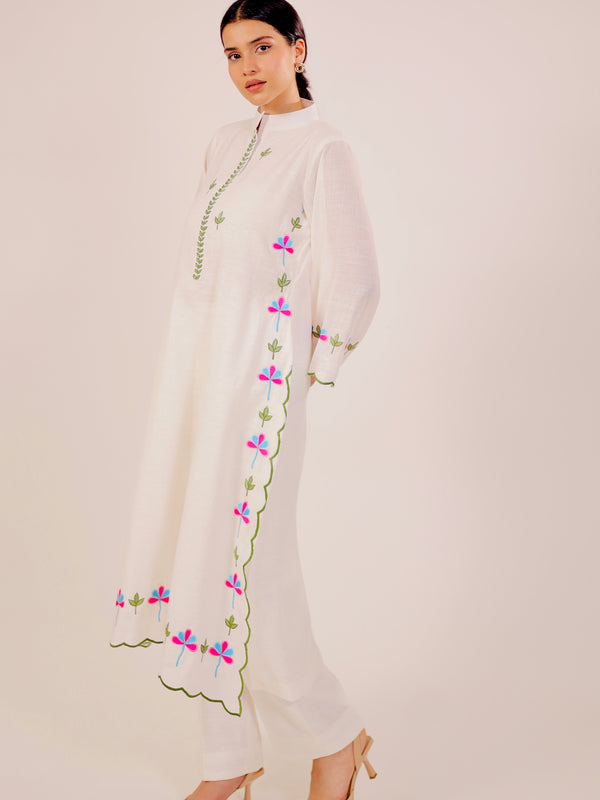 White Harmony Embroidered Kurta Set