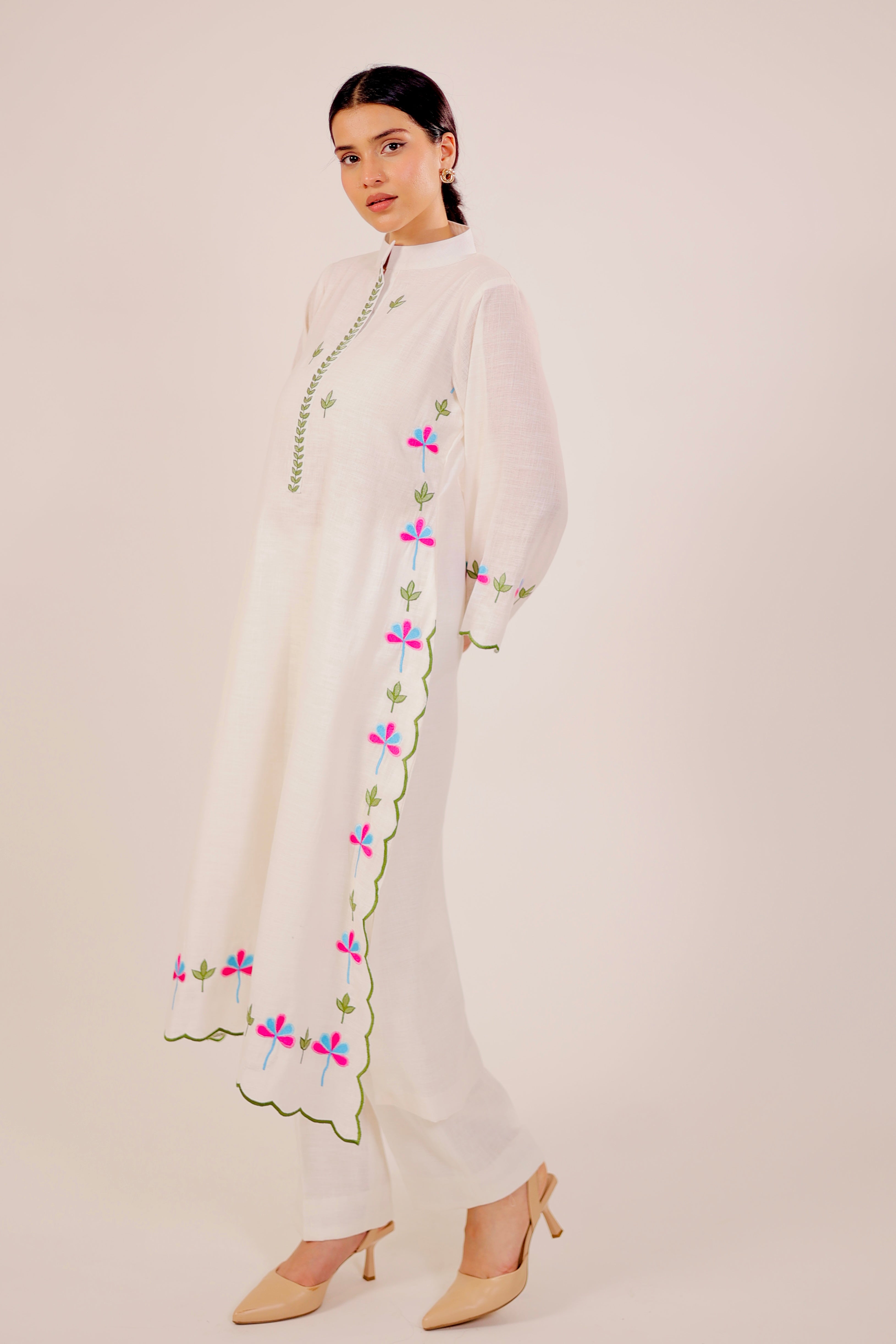 White Harmony Embroidered Kurta Set