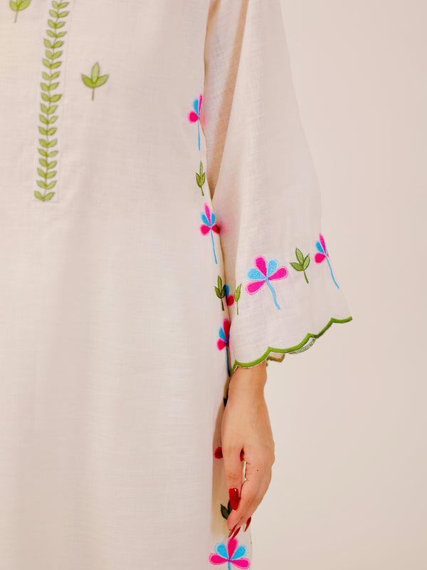 White Harmony Embroidered Kurta Set