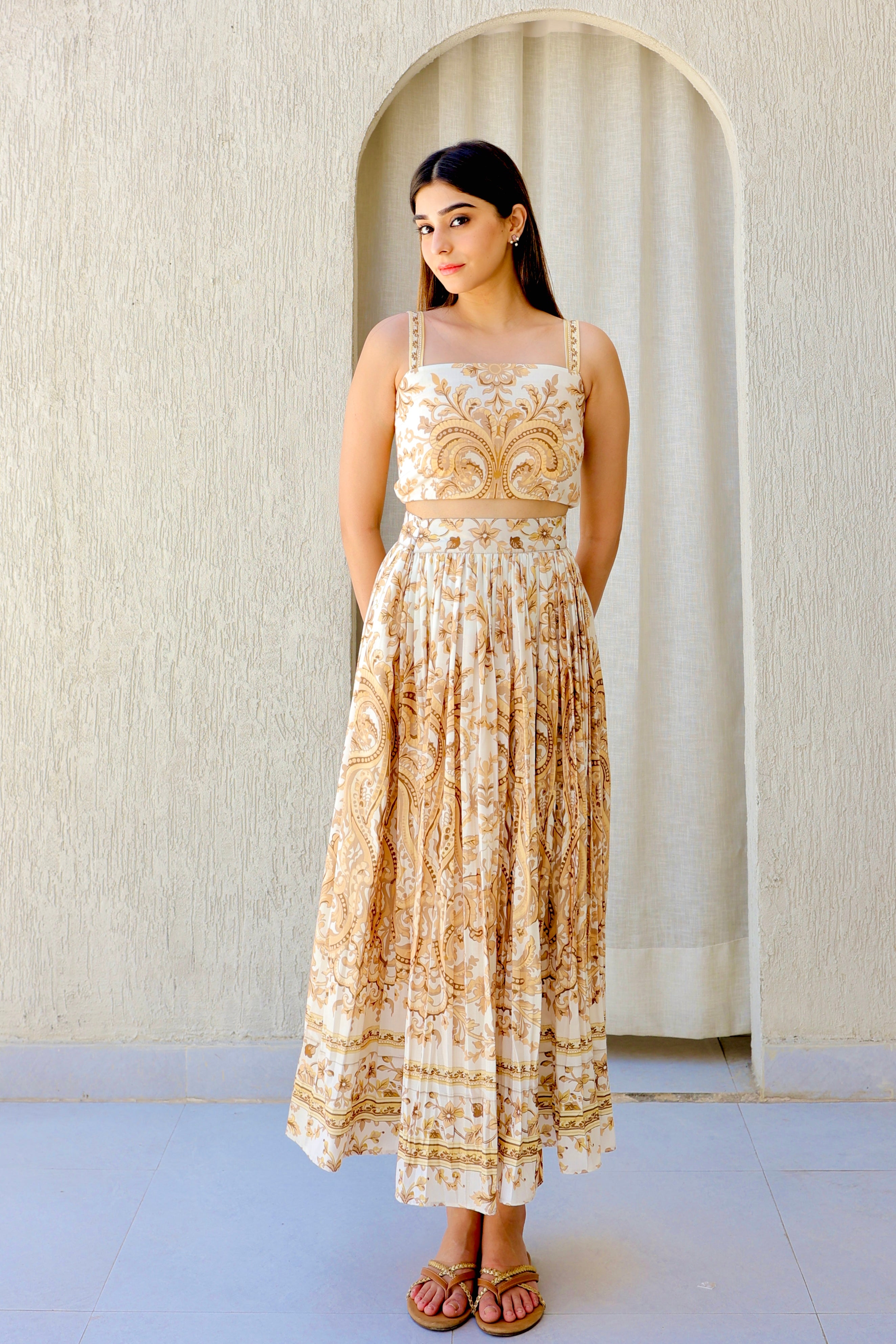 The Pleated Paisley Skirt Set