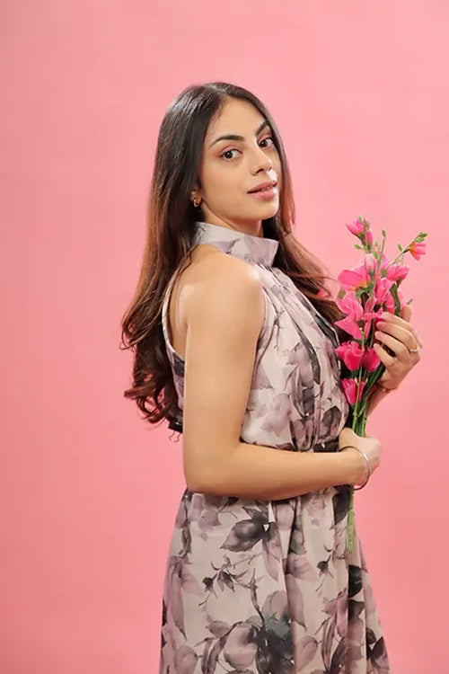 Emily Pastel Print Halterneck Dress