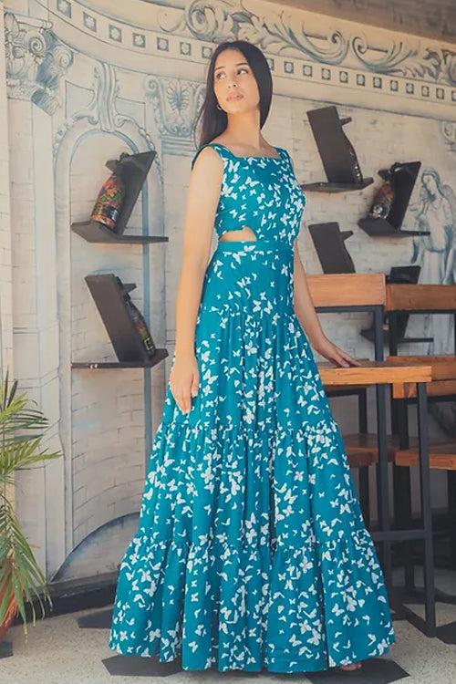 Marine Print Maxi Dress