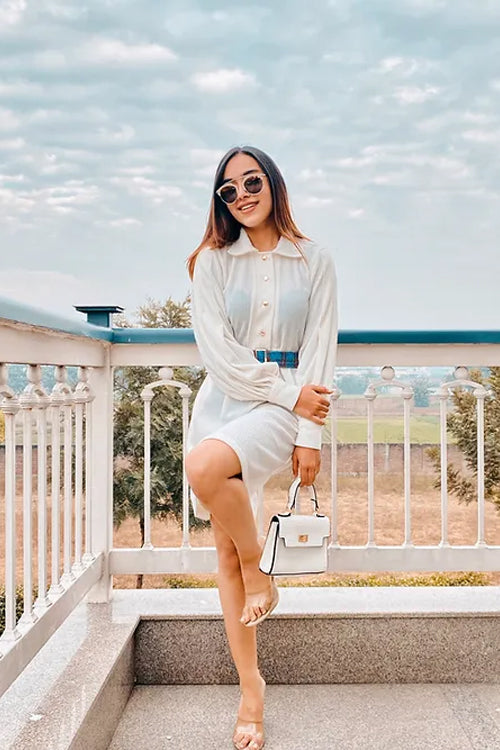 Kyra White Woollen Dress
