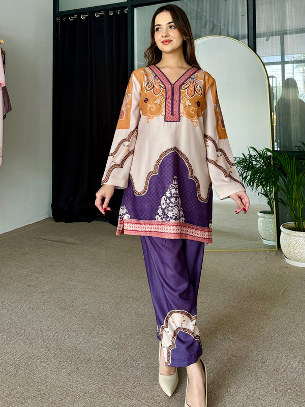 Purple Pakistani Winter Kurta Set