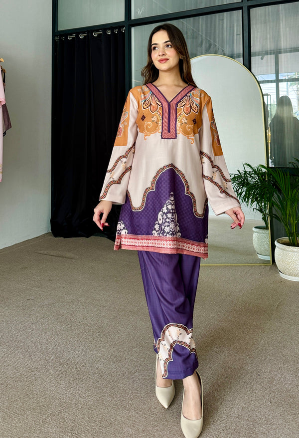 Purple Pakistani Winter Kurta Set