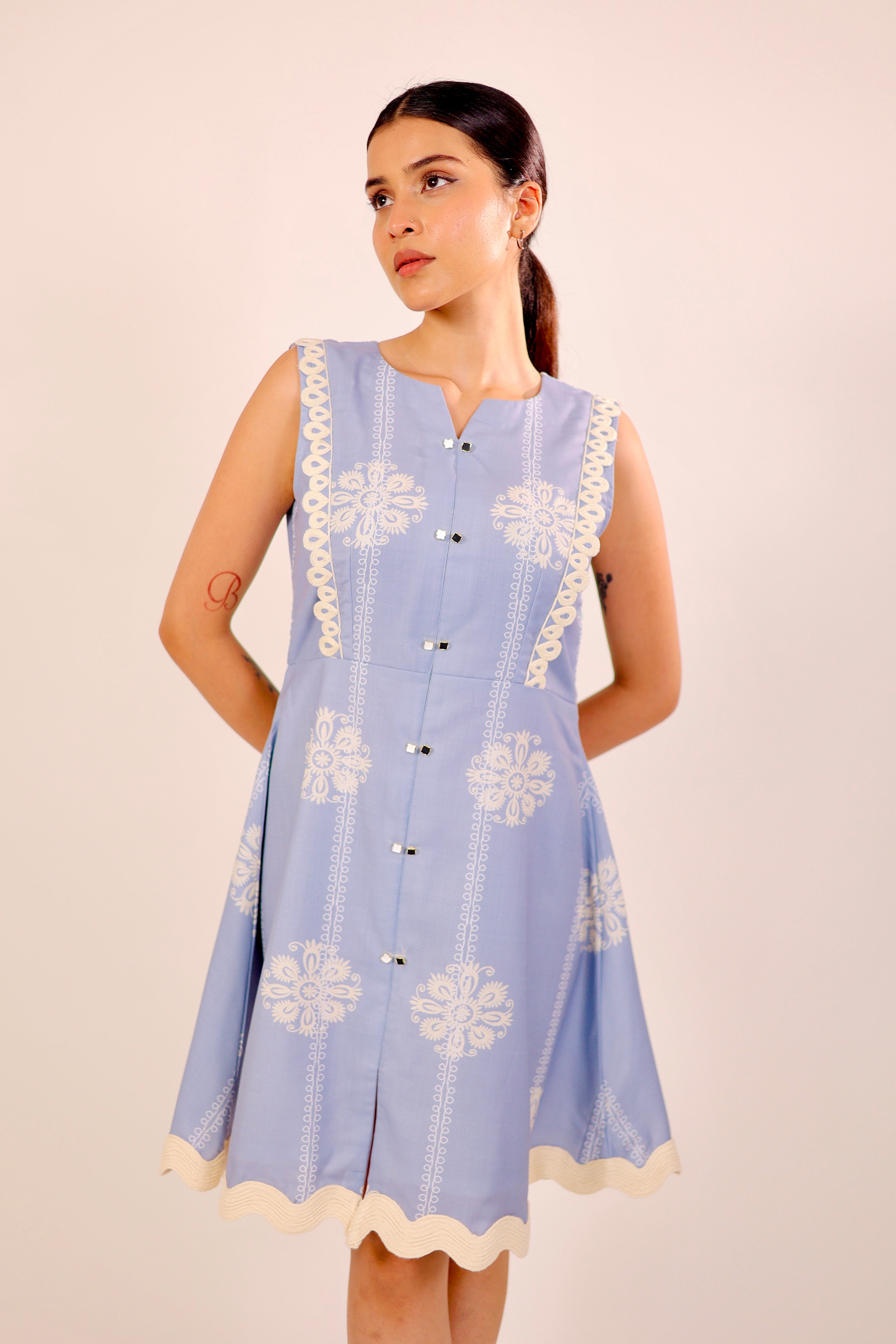 Blue Azure Embroidered Dress