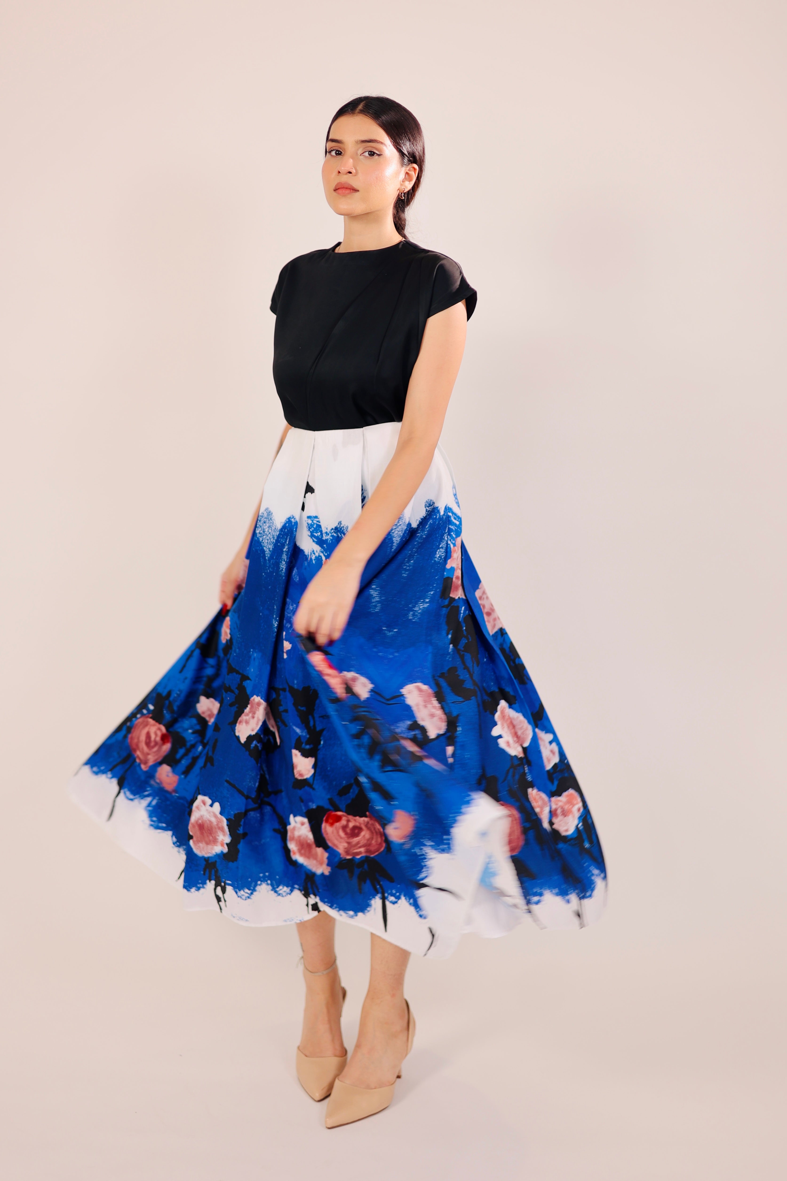 Blue Dusk Pleated Skirt Set
