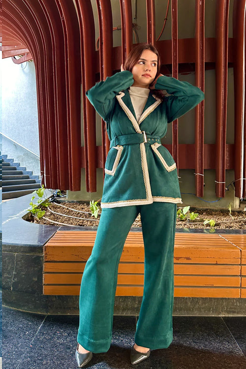 Green Formal Suede Winter Coord