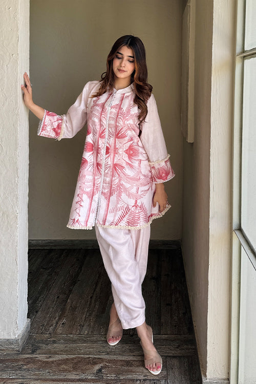 Pastel Pink Pakistani Kurta Set- Pakistani Kurta Set For Women