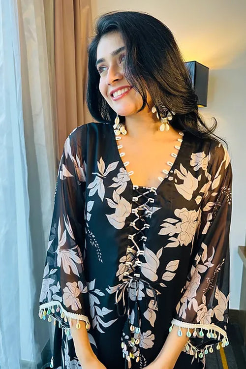 Tahira Black Floral Kurta Set
