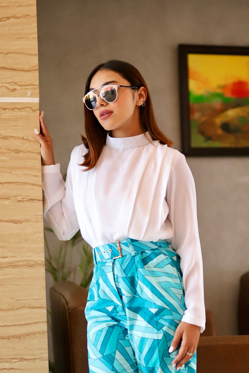 Formal White Satin Top