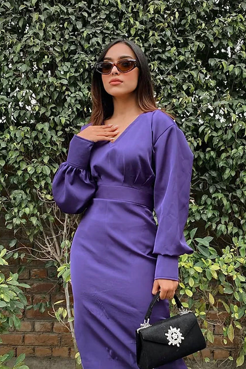 Lyla Purple Satin Dress