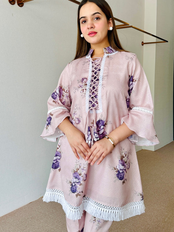 Mahira Beige Floral Festive Kurta Set