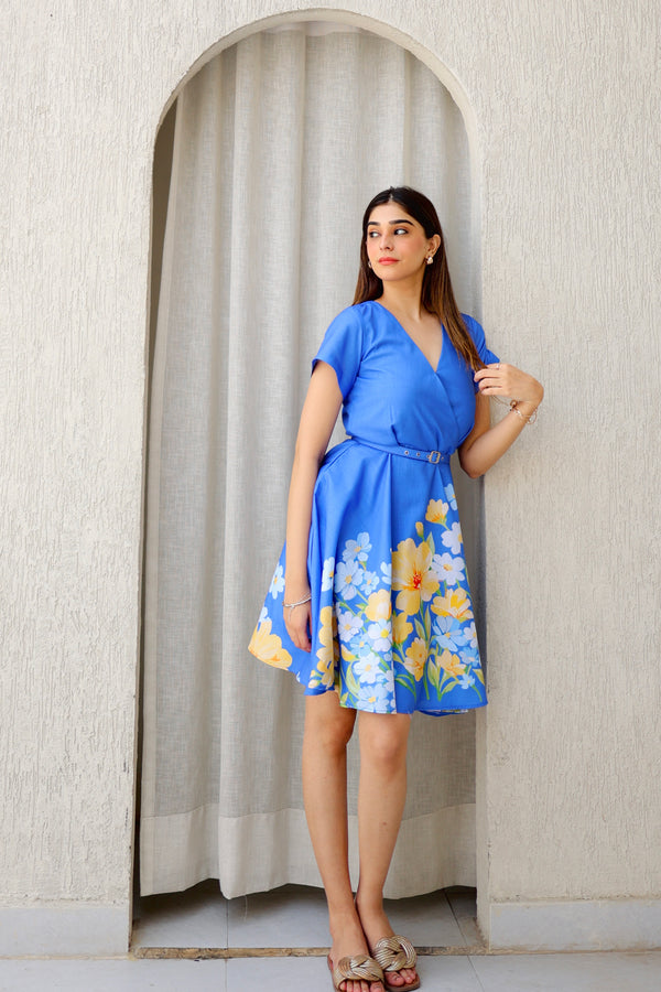Sunny Blue Floral Summer Dress