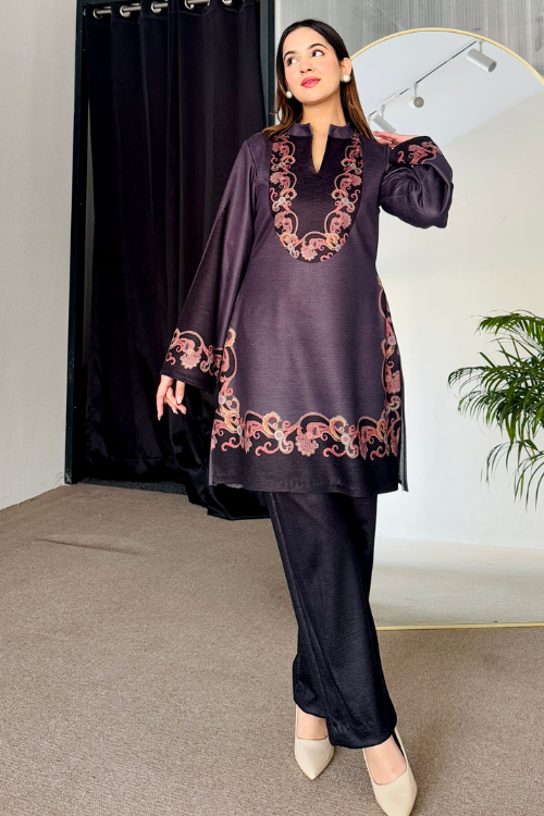 Midnight Mirage Woollen Kurta Set