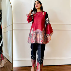 Red & black Paisley Co-ord Set