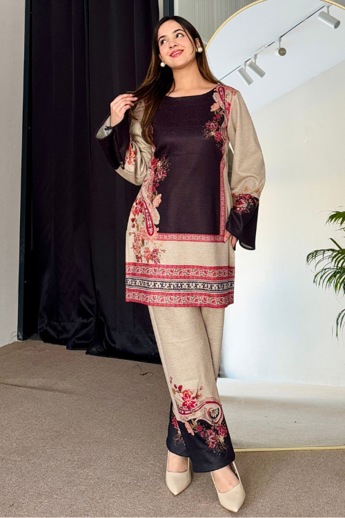 Beige Black Winter Fusion Set