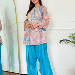 Blue Riwaz Farshi Salwar Kurta Set