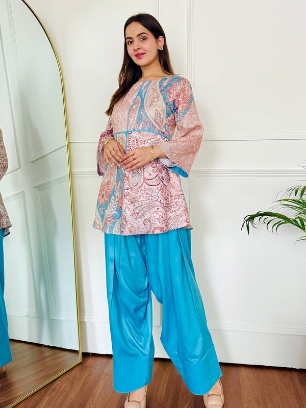Blue Riwaz Farshi Salwar Kurta Set