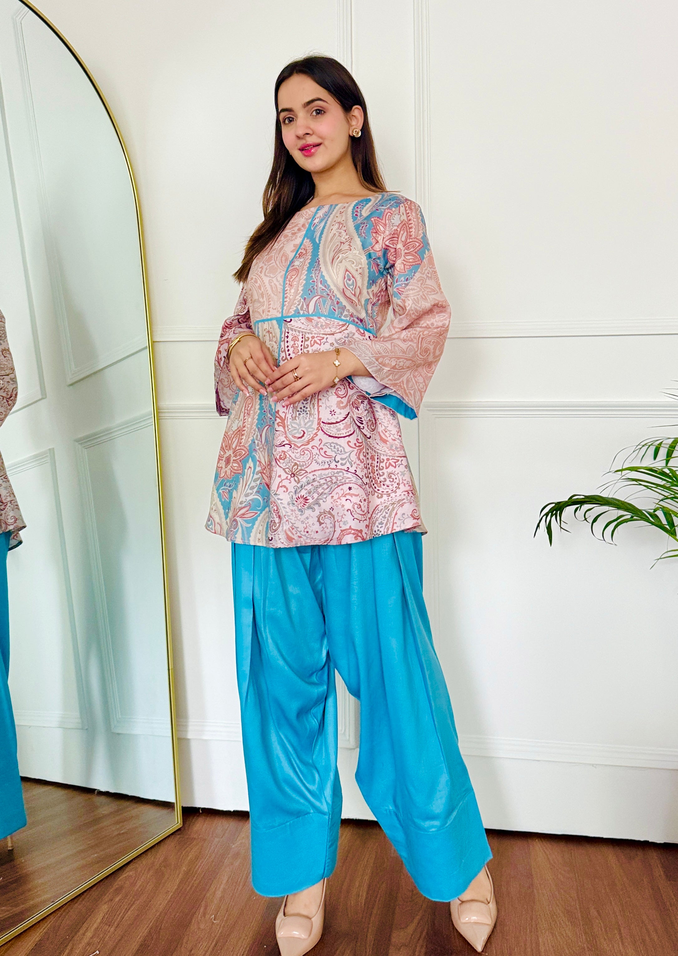Blue Riwaz Farshi Salwar Kurta Set