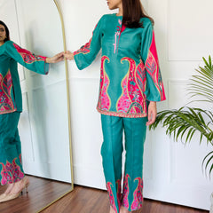 Pink & Green Festive Kurta Set