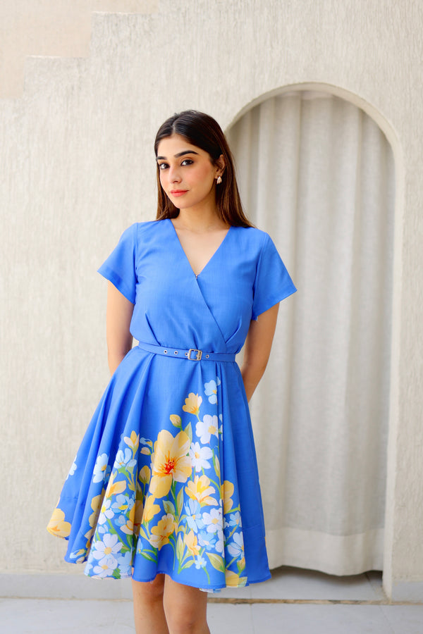 Sunny Blue Floral Summer Dress
