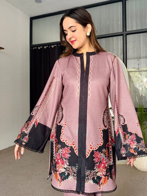 Pink Blossom Winter Kurta Set