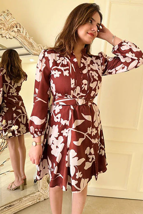 Taylor Brown Print Midi Dress