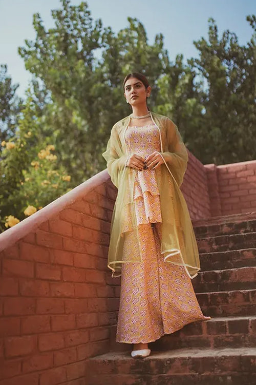 Laasya Handblocked Print Festive Garara Set With Dupatta