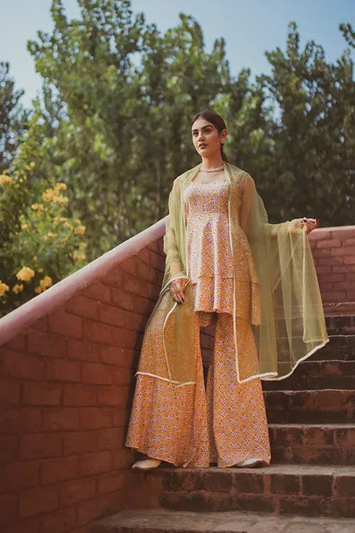 Laasya Handblocked Print Festive Garara Set With Dupatta