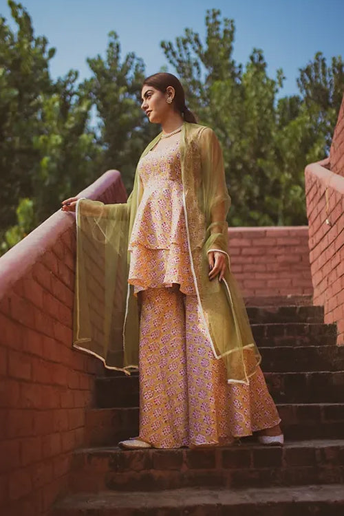 Laasya Handblocked print Festive Garara set with dupatta