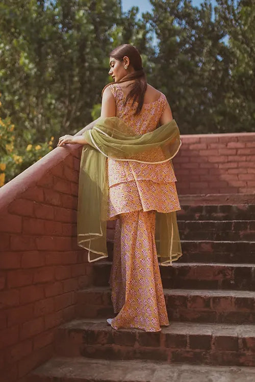 Laasya Handblocked print Festive Garara set with dupatta