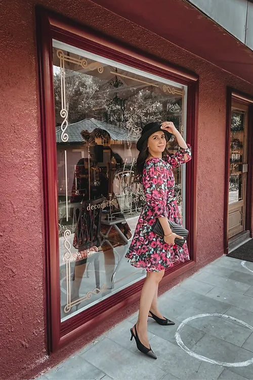 Kylie Black Floral Dress