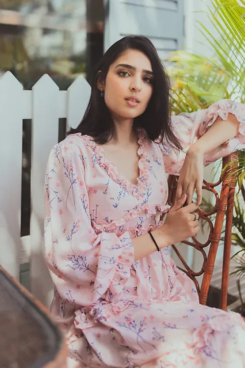 Floral Pink Midi Dress