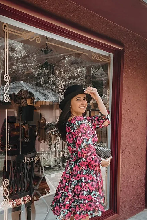 Kylie Black Floral Dress
