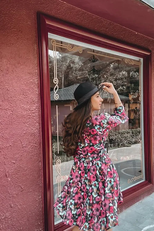 Kylie Black Floral Dress