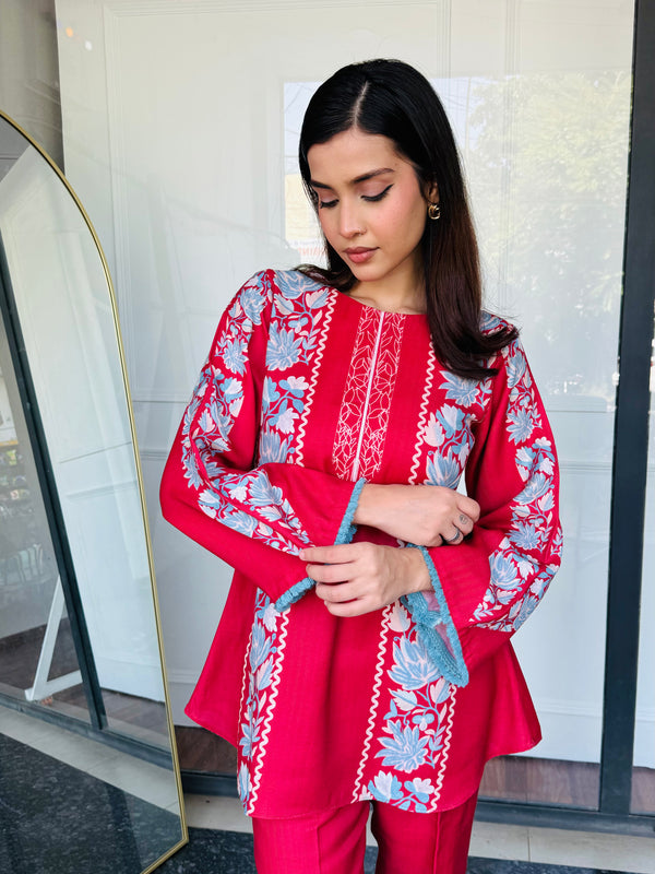 Red & Blue Festive Kurta Set