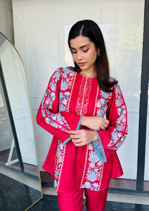 Red & Blue Festive Kurta Set